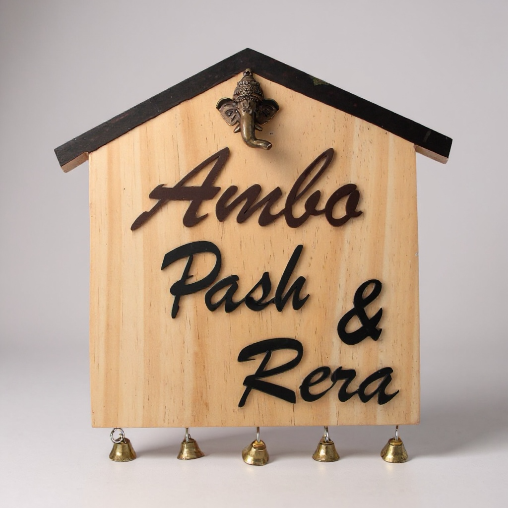 House-shaped wooden Nameplate | Ambo