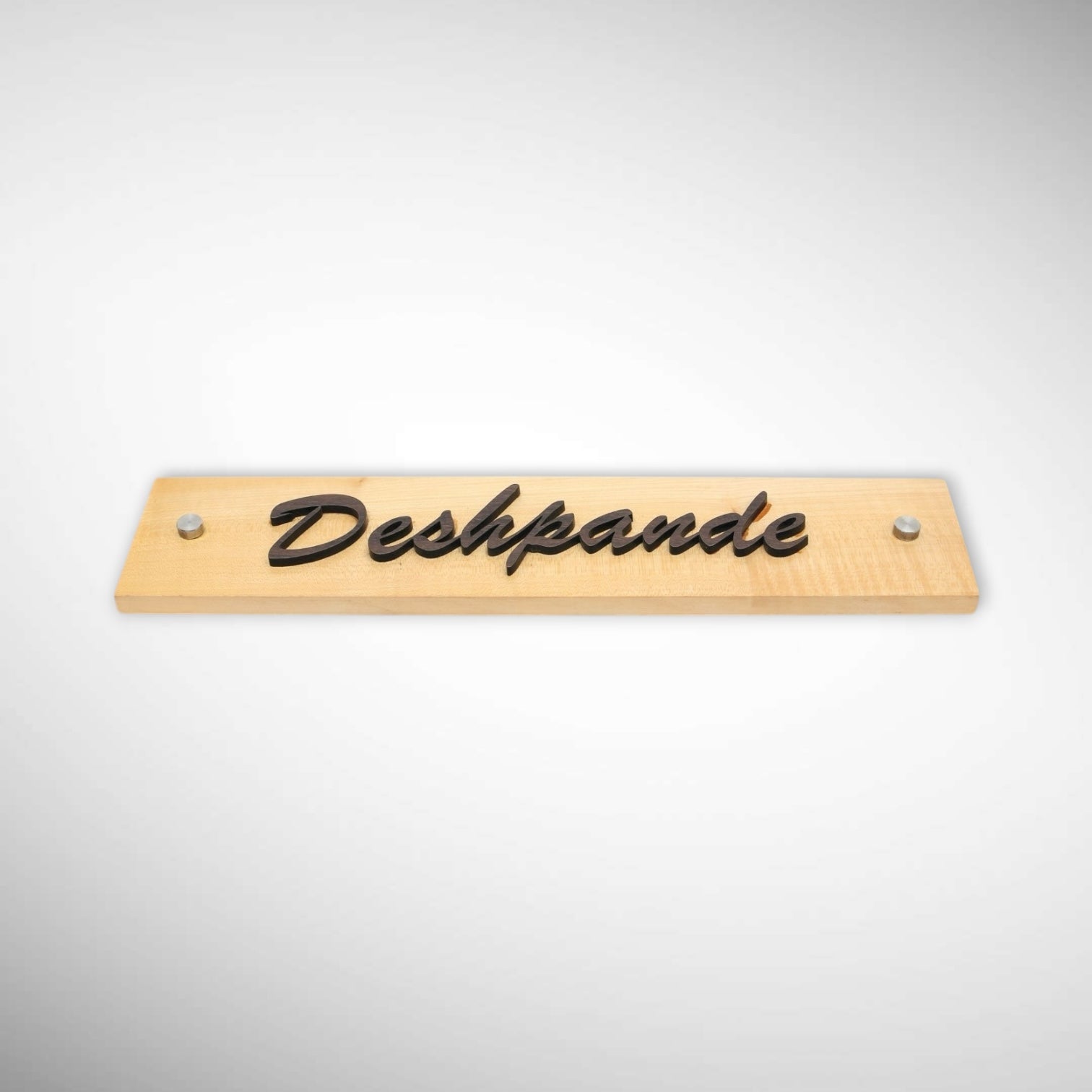 Designer Deshpande Wooden Name Plate | Natural Wood Finish
