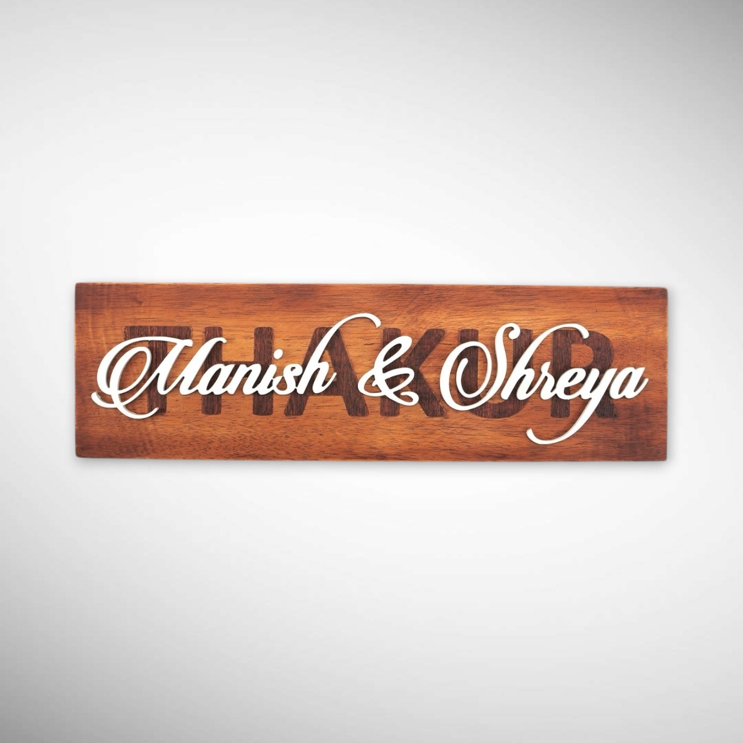 Rubber wood Inlay work Nameplate | Thakur