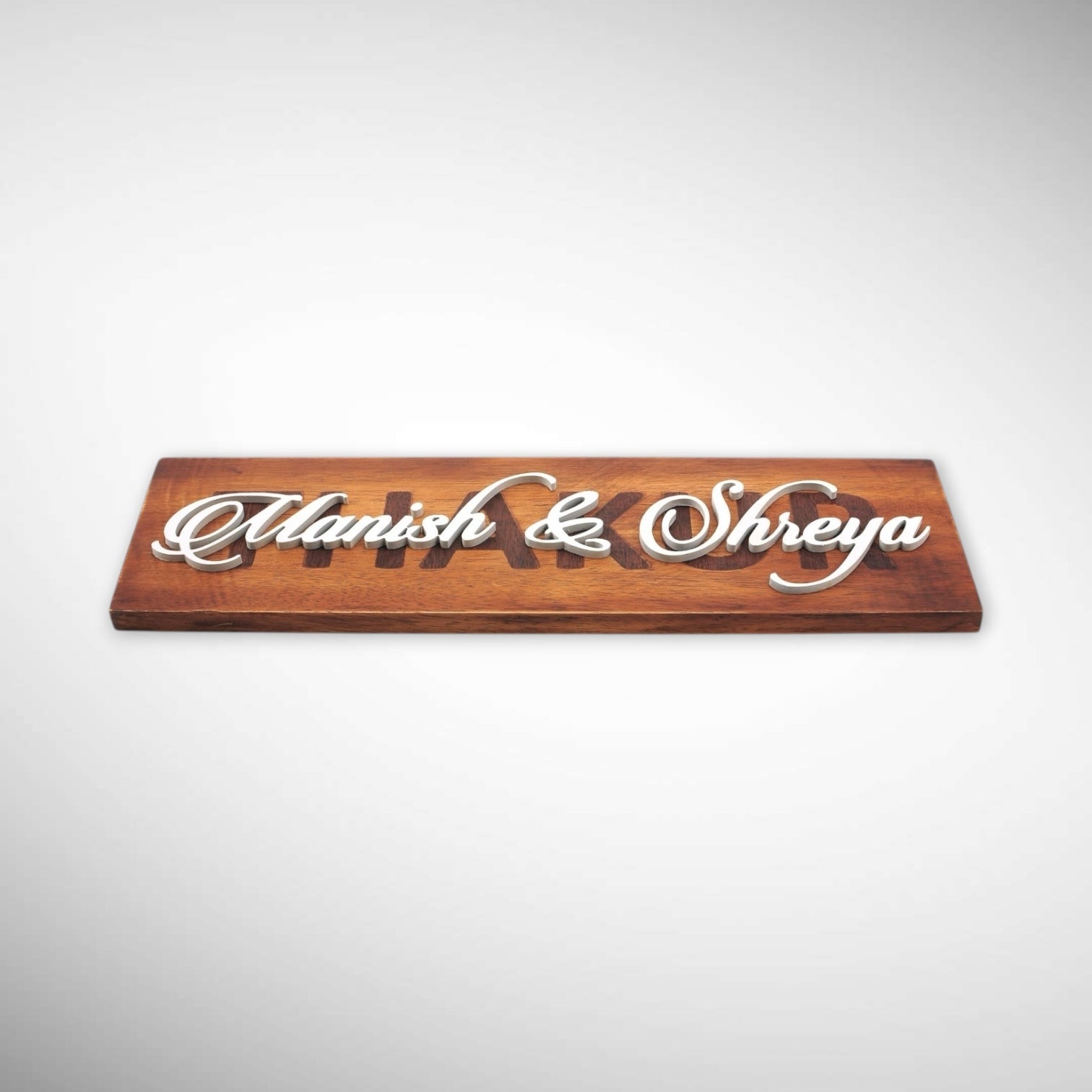 Rubber wood Inlay work Nameplate | Thakur