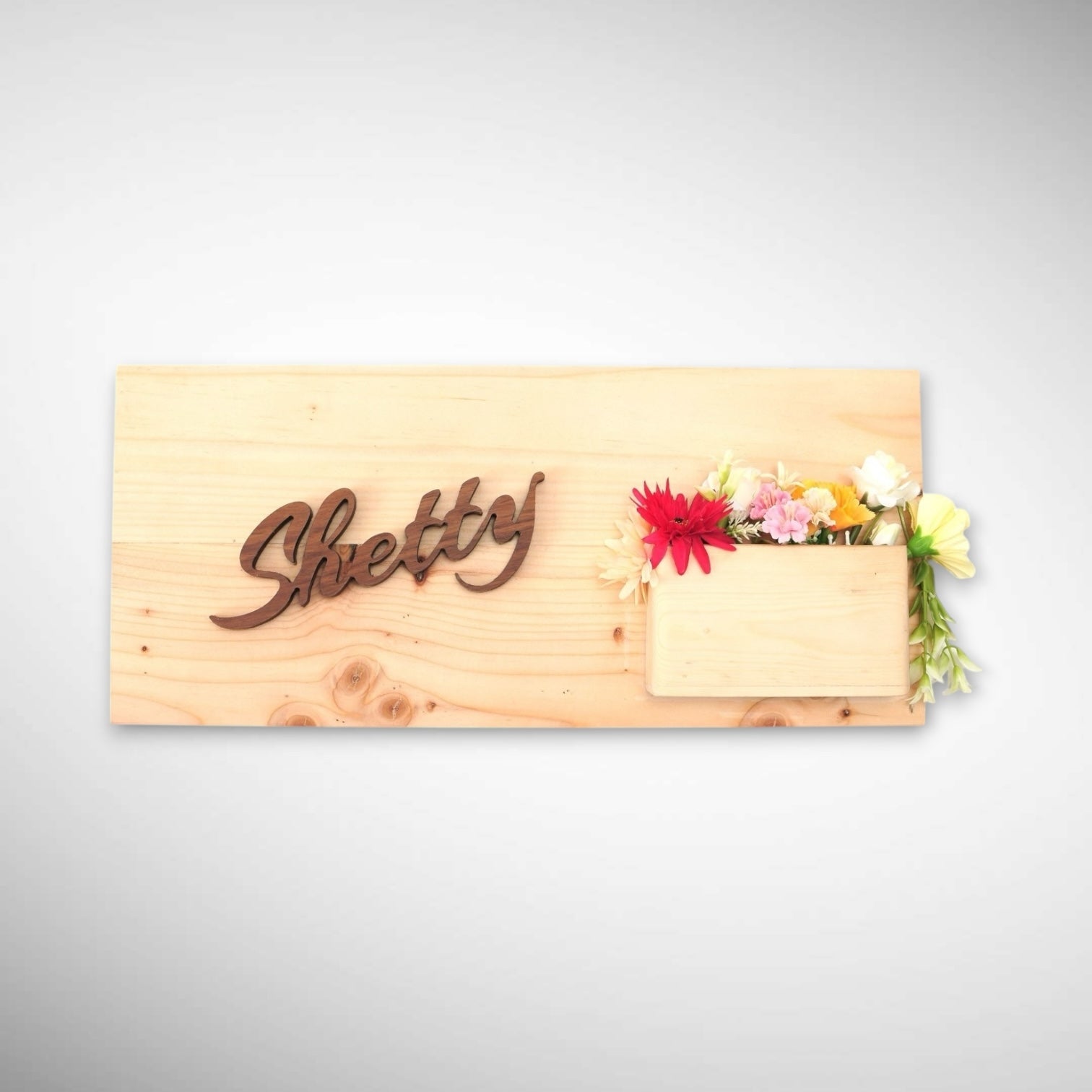 Rubber Wood Flower Planter Nameplate | Shetty