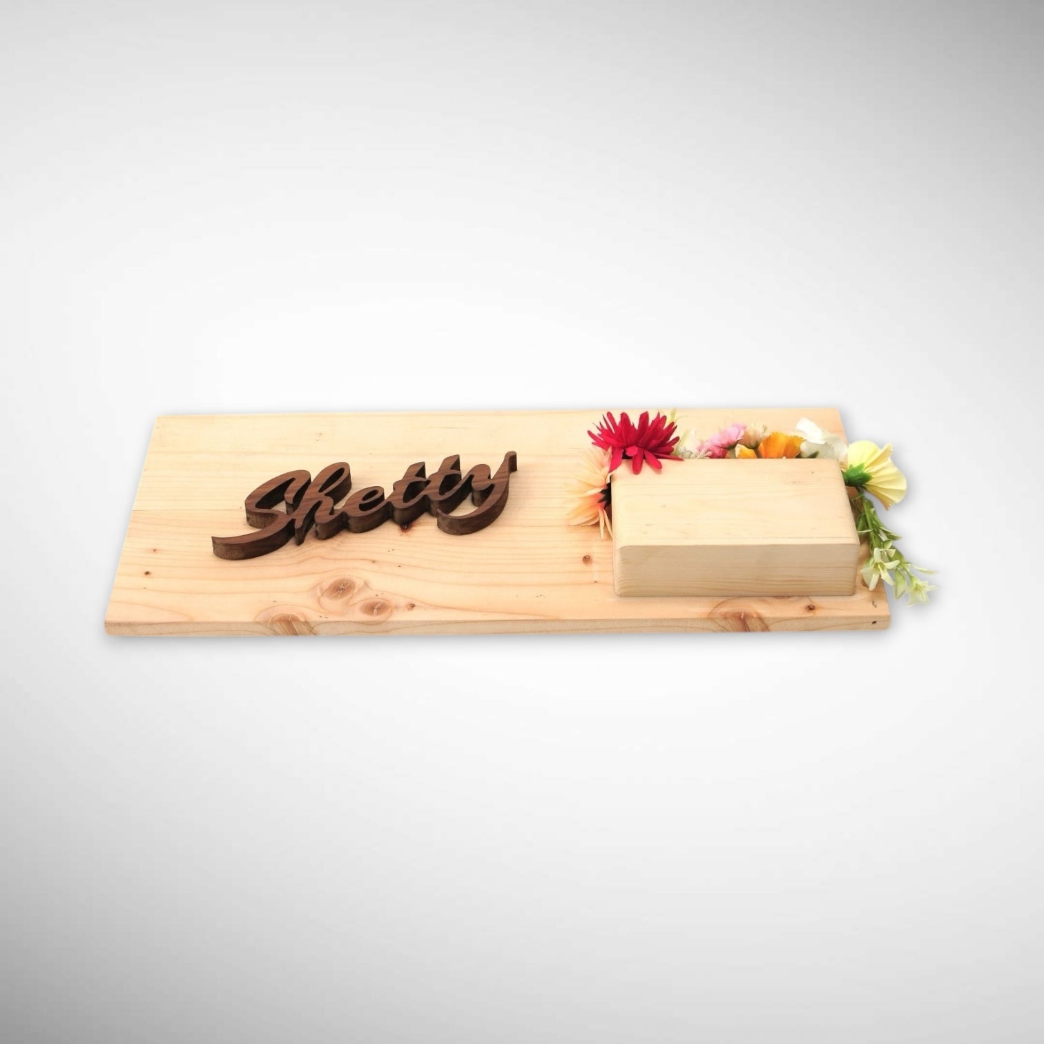 Rubber Wood Flower Planter Nameplate | Shetty