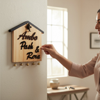 House-shaped wooden Nameplate | Ambo