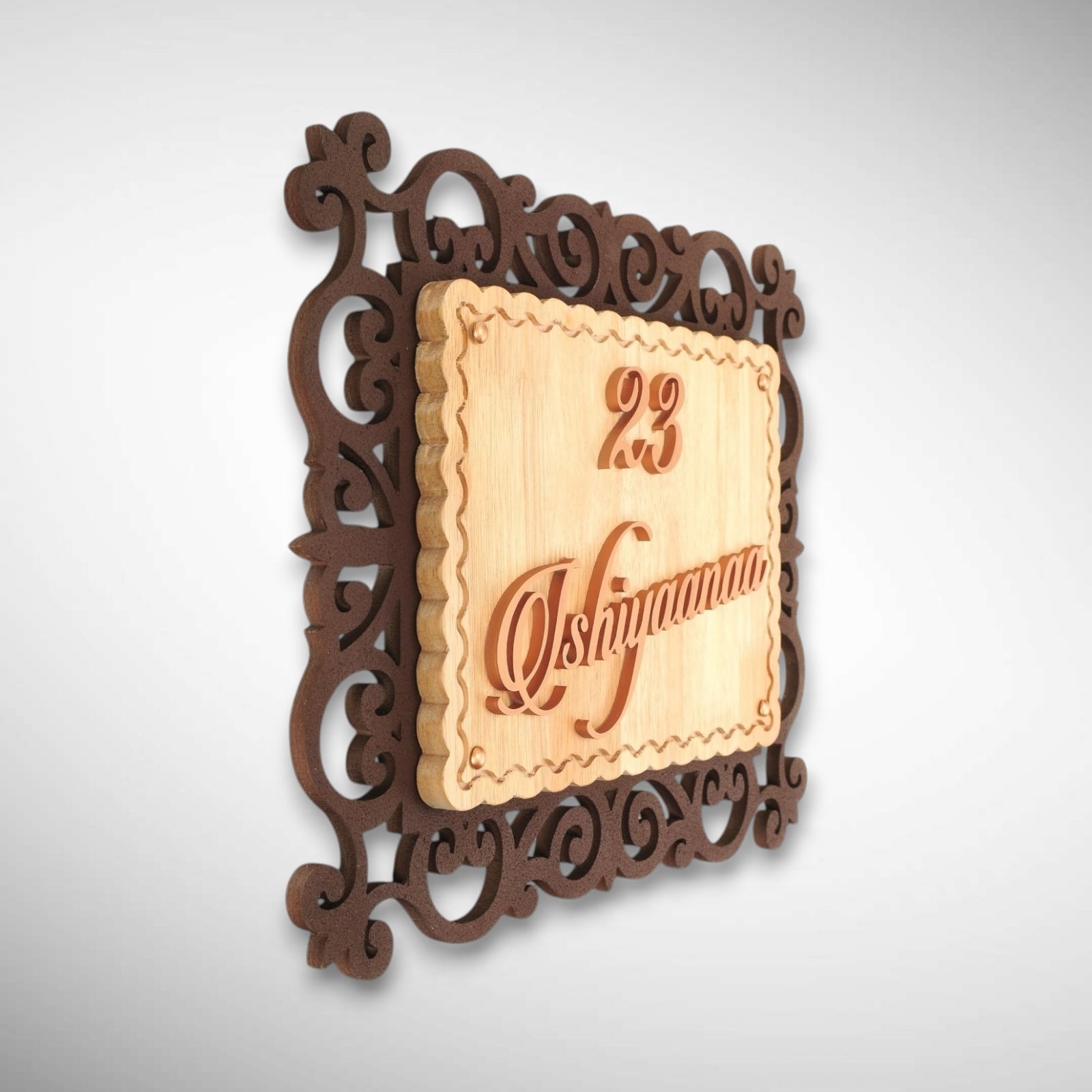 A beautifully handcrafted wooden nameplate | Ishiyanna